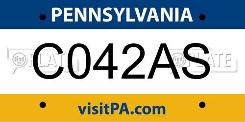 C042AS Pennsylvania License Plate