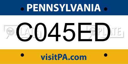 C045ED Pennsylvania License Plate