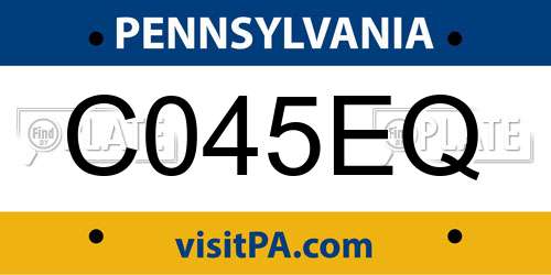 C045EQ Pennsylvania License Plate