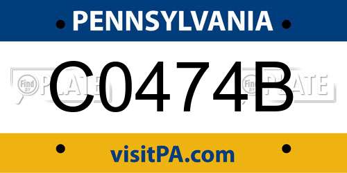 C0474B Pennsylvania License Plate