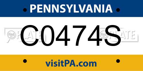 C0474S Pennsylvania License Plate