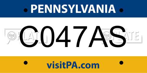 C047AS Pennsylvania License Plate