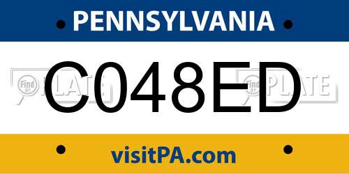 C048ED Pennsylvania License Plate