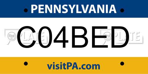 C04BED Pennsylvania License Plate