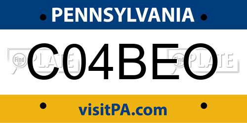 C04BEO Pennsylvania License Plate