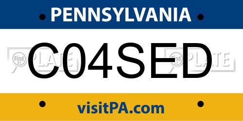C04SED Pennsylvania License Plate