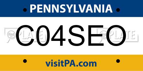 C04SEO Pennsylvania License Plate