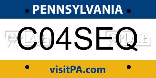 C04SEQ Pennsylvania License Plate