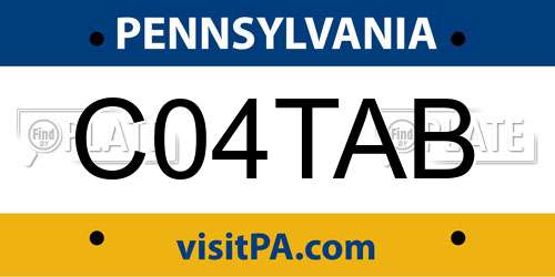 C04TAB Pennsylvania License Plate