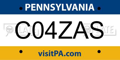 C04ZAS Pennsylvania License Plate