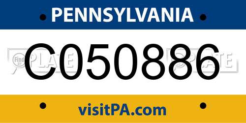 C050886 Pennsylvania License Plate