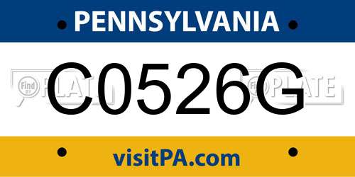 C0526G Pennsylvania License Plate