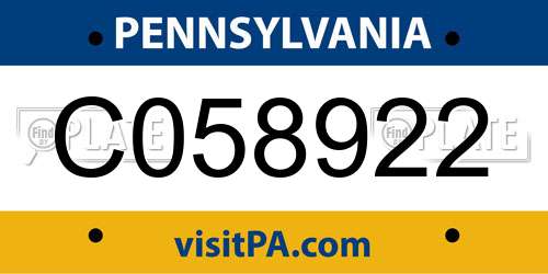 C058922 Pennsylvania License Plate