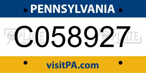 C058927 Pennsylvania License Plate