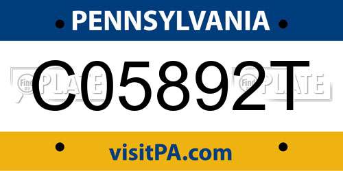 C05892T Pennsylvania License Plate