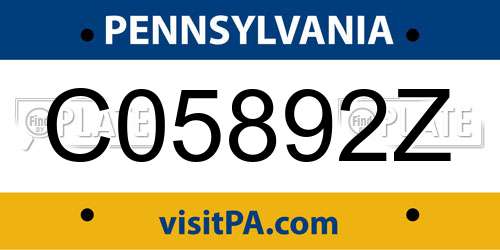C05892Z Pennsylvania License Plate