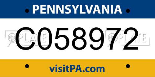 C058972 Pennsylvania License Plate