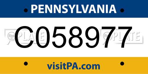C058977 Pennsylvania License Plate
