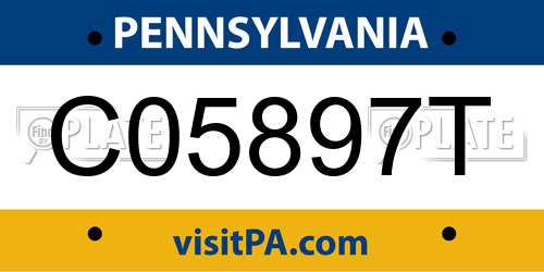 C05897T Pennsylvania License Plate