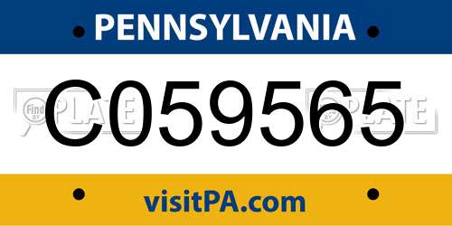 C059565 Pennsylvania License Plate