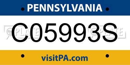 C05993S Pennsylvania License Plate