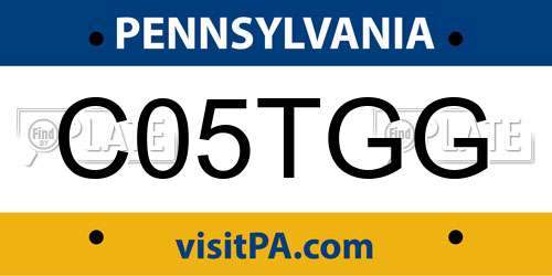C05TGG Pennsylvania License Plate