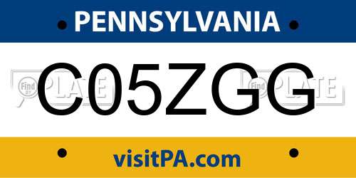C05ZGG Pennsylvania License Plate
