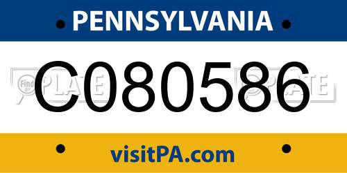 C080586 Pennsylvania License Plate