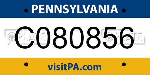 C080856 Pennsylvania License Plate
