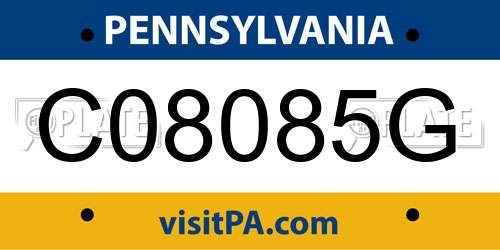 C08085G Pennsylvania License Plate