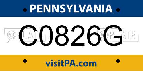 C0826G Pennsylvania License Plate