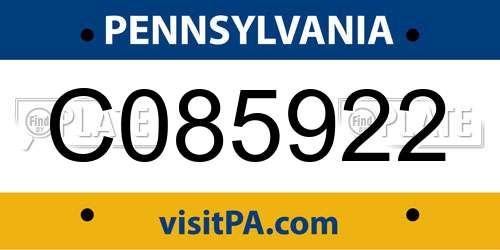 C085922 Pennsylvania License Plate