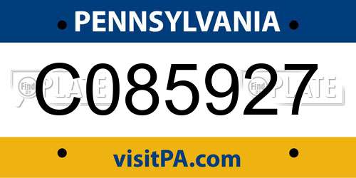 C085927 Pennsylvania License Plate