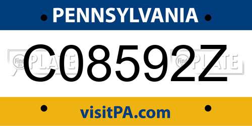 C08592Z Pennsylvania License Plate