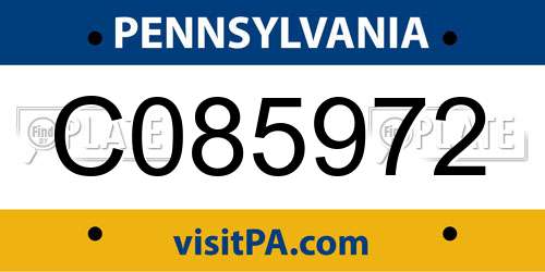 C085972 Pennsylvania License Plate