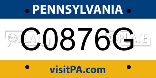 C0876G Pennsylvania License Plate