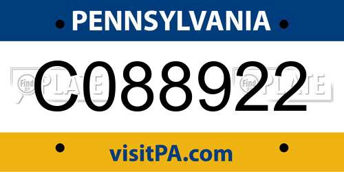C088922 Pennsylvania License Plate