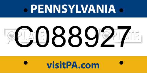 C088927 Pennsylvania License Plate