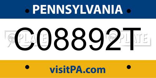 C08892T Pennsylvania License Plate
