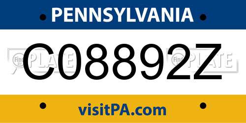 C08892Z Pennsylvania License Plate