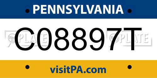 C08897T Pennsylvania License Plate