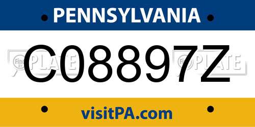C08897Z Pennsylvania License Plate