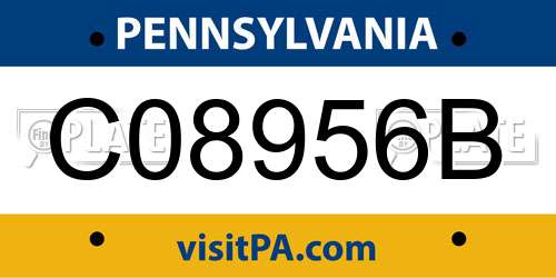C08956B Pennsylvania License Plate