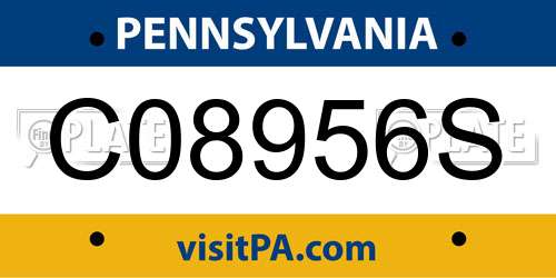 C08956S Pennsylvania License Plate