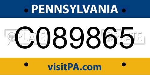 C089865 Pennsylvania License Plate