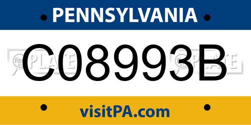 C08993B Pennsylvania License Plate
