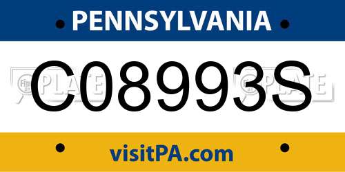 C08993S Pennsylvania License Plate