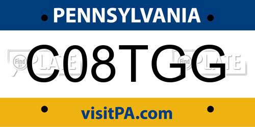 C08TGG Pennsylvania License Plate
