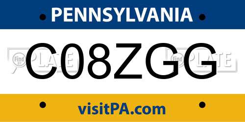 C08ZGG Pennsylvania License Plate
