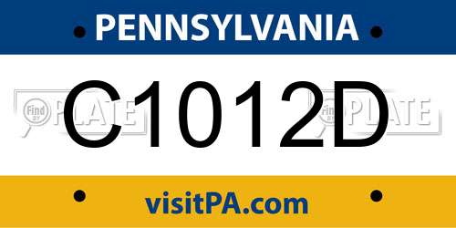 C1012D Pennsylvania License Plate